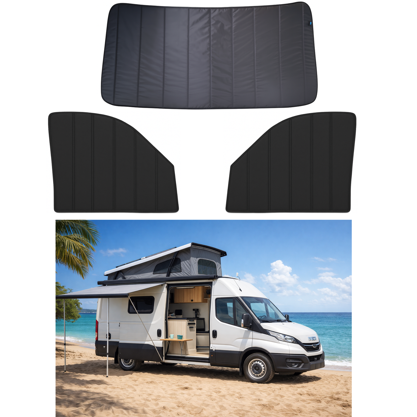 Iveco Daily 2014–Present Magnetic Thermal Window Blinds | Insulated Blackout Campervan Covers – ZÉAUSA Van Gear